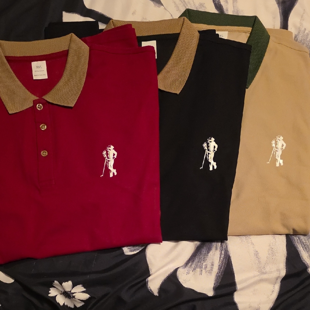 Classic Polo Shirt Set - Red, Black, Tan